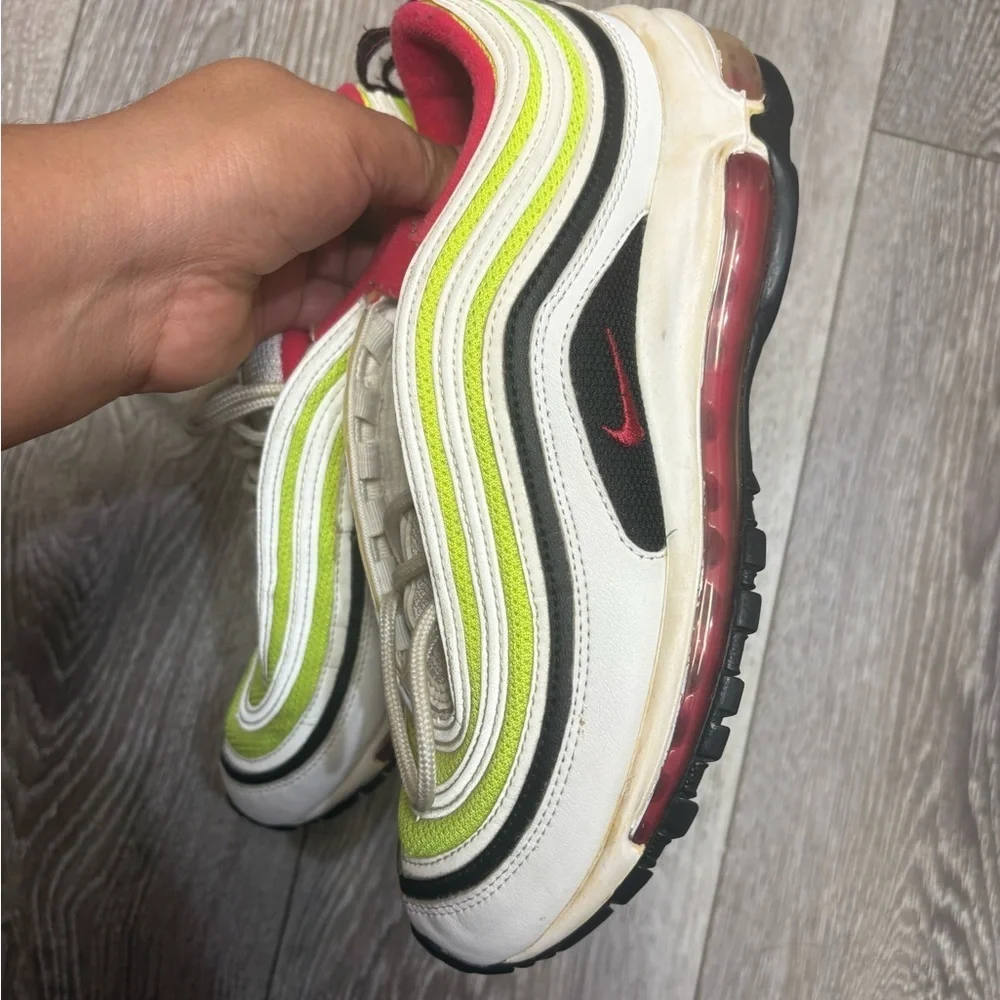 Nike air max 97  Kids White and Lime Green Sneakers